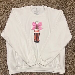 Coca-Cola White Sweatshirt with Pink Bow Design